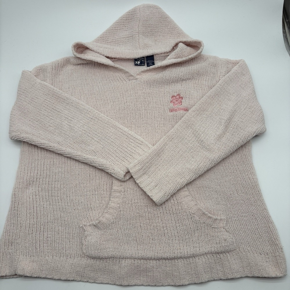 Big Dogs Womens XL Pink Knit Hoodie Sweater Vintage Pullover Y2K 90s Surfer Girl